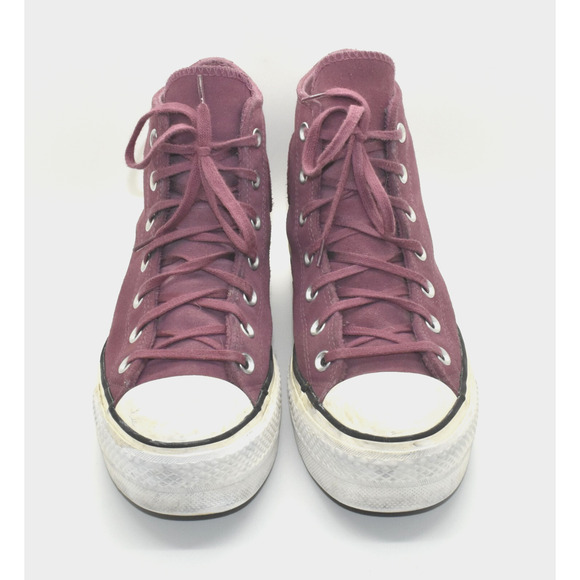A8 Auth CONVERSE CHUCK TAYLOR Shadowberry Suede Platform Sneaker Shoes Size 8.5 - Picture 3 of 7